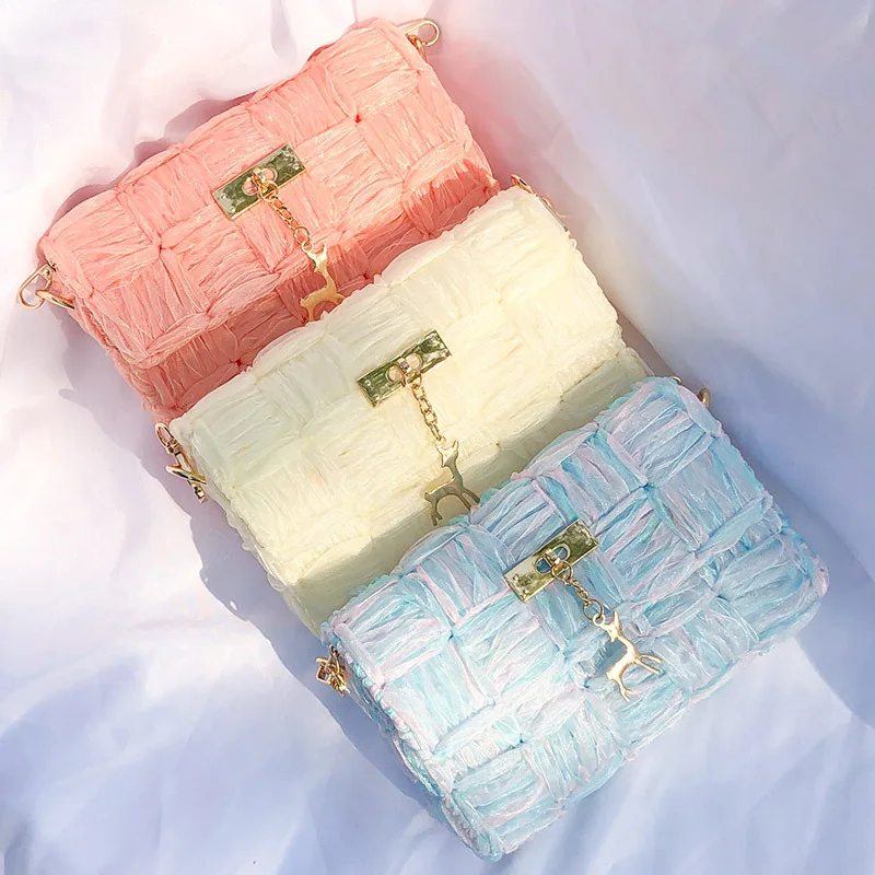 

New female bag diy woven bag hand-woven female messenger single small lady shoulder bag material non-finished product