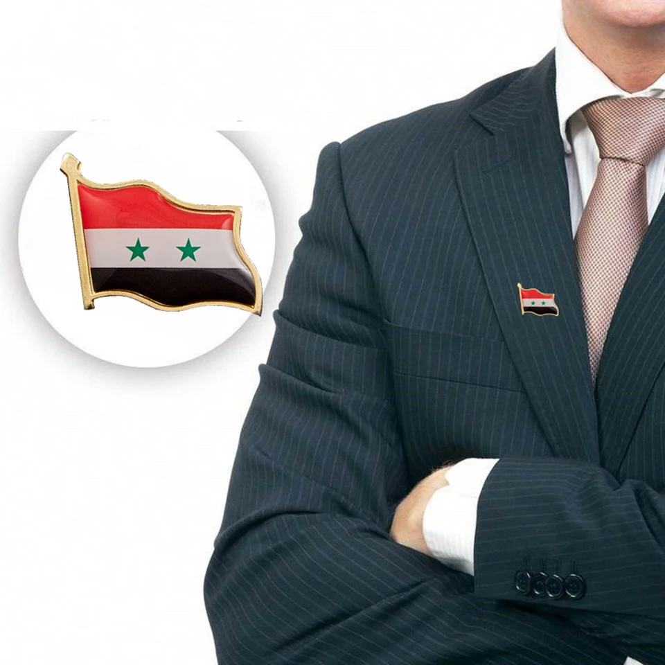 5PCS Syria Patriotism Conflict Battle Color Metal Gold Plated Epoxy Waving Flag Lapel Pins Safety | Дом и сад