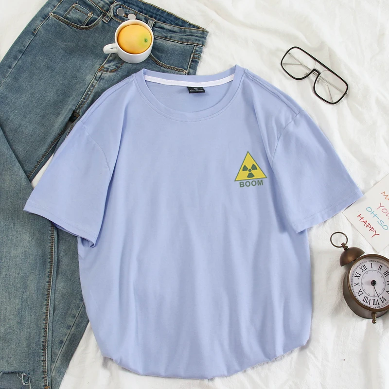 В Корейском стиле Повседневная футболка для мальчиков с надписью BOOM: коротким