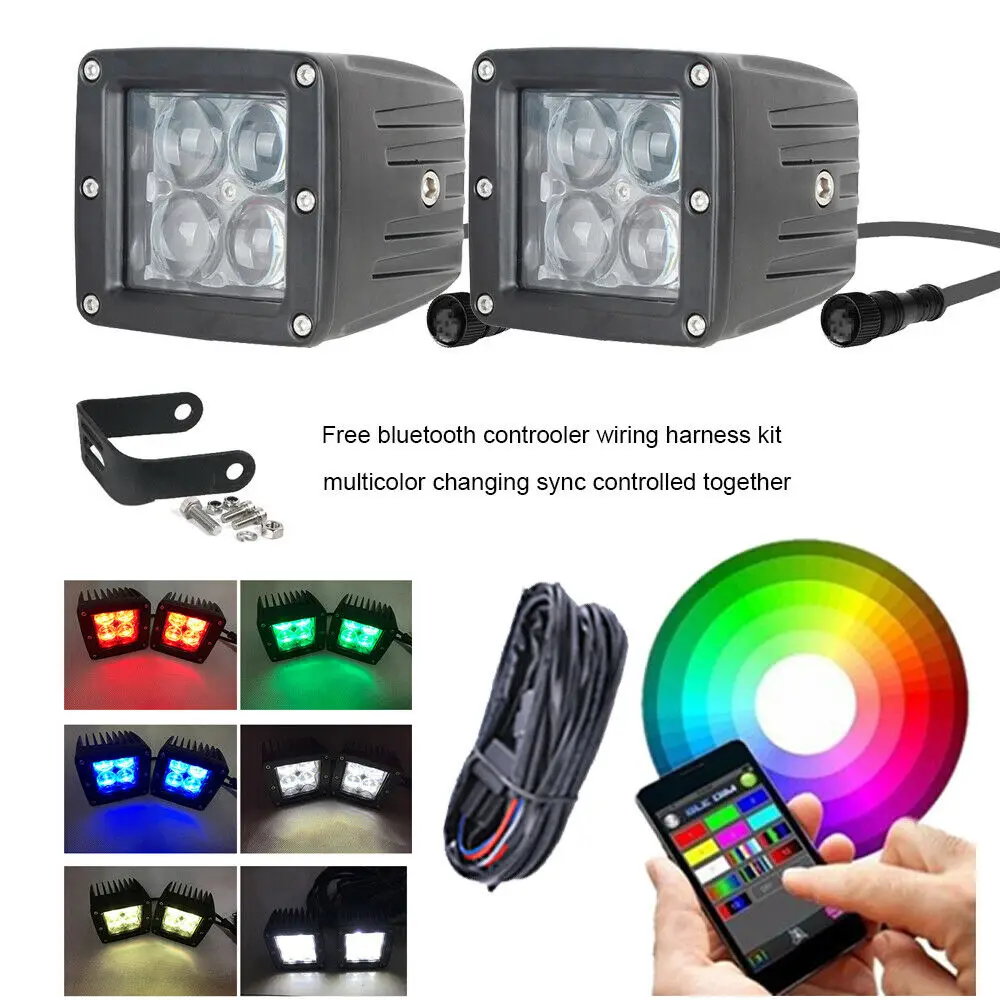 Автомобильные аксессуары 2 шт. 3X3 дюйма 24 Вт 5D RGB Светодиодная панель рабочего