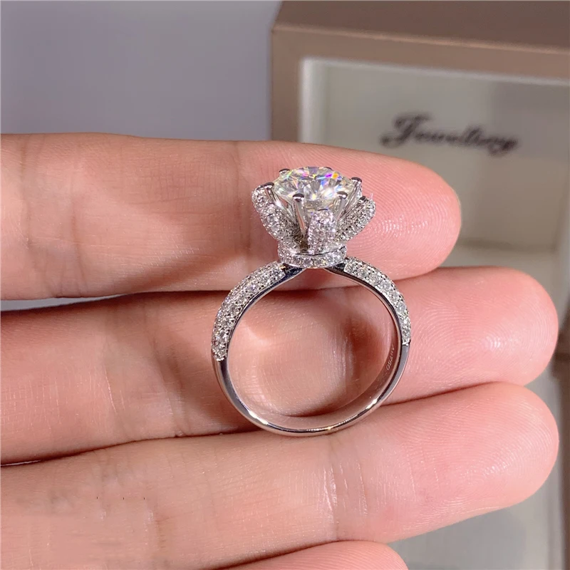 Custom Name Certified 5 Carat Diamond Engagement Ring Women 925 Silver Moissanite Rings Wedding Band AU750 D Color VVS1 Ring Box