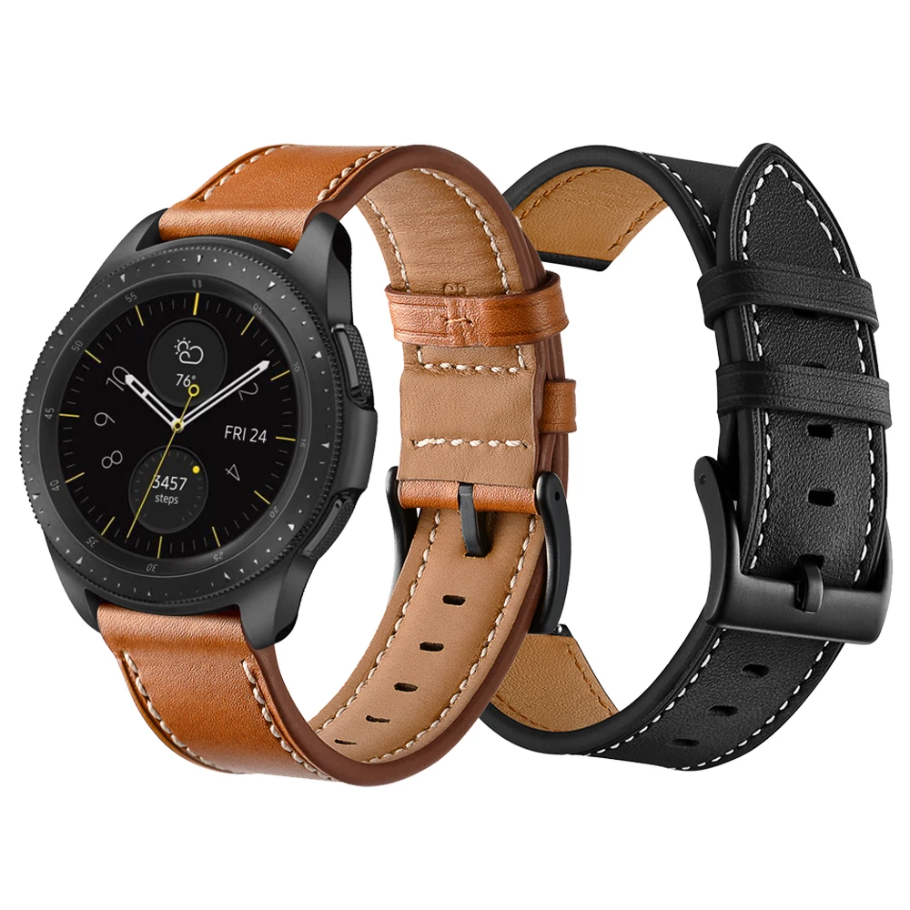 

Черный коричневый кожаный ремешок для Samsung Galaxy Watch 46 мм 42 мм ремешок для Samsung Gear S3 классический браслет Frontier Band