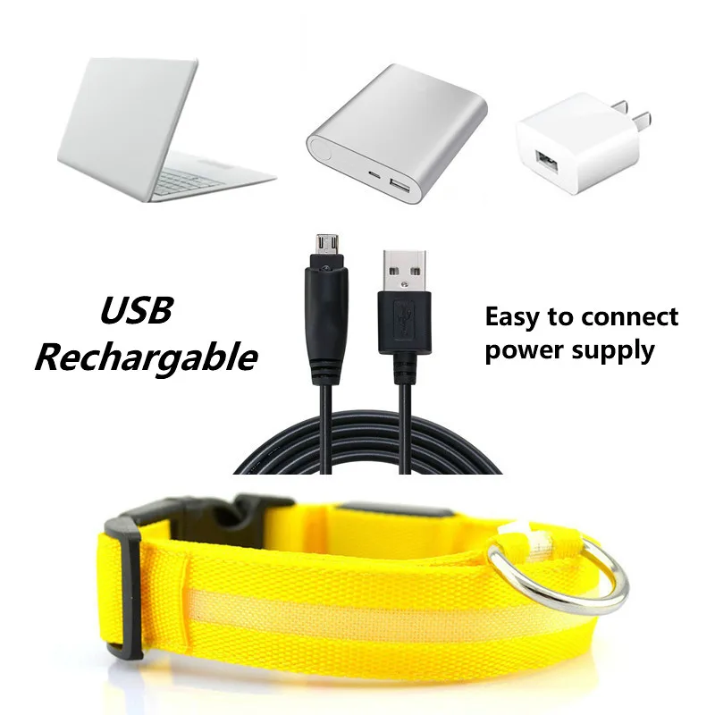 USB Перезаряжаемый светодиодный ошейник для собак, светящийся ошейник для питомцев, кошек, светящийся ошейник, светящееся ожерелье, наружная защита от потери, ночная безопасность для собак, прогулок