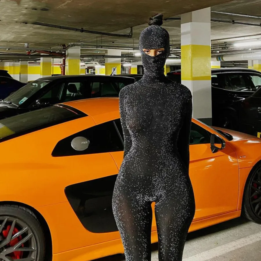 

Shiny Outstanding Bodycon Hooded Jumpsuit Women Long Sleeve Sexy Backless Fashion Streetwear Skinny Slim Female Overall