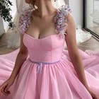 Длинное вечернее платье UZN, Розовое Бальное Платье трапециевидной формы, с цветочными ремешками, с оборками, для выпускного вечера, размера плюс