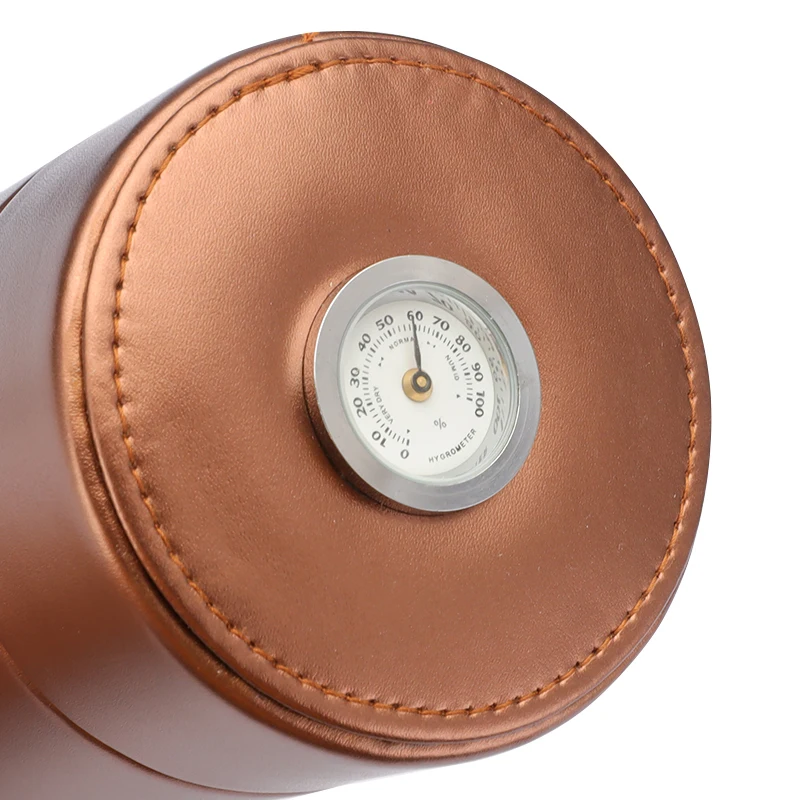 

PU Leather Wooden Portable Cigar Humidors Moisturizing Tube with Hygrometer Cigar Storage Box Outdoor Smoking Travel Accessories