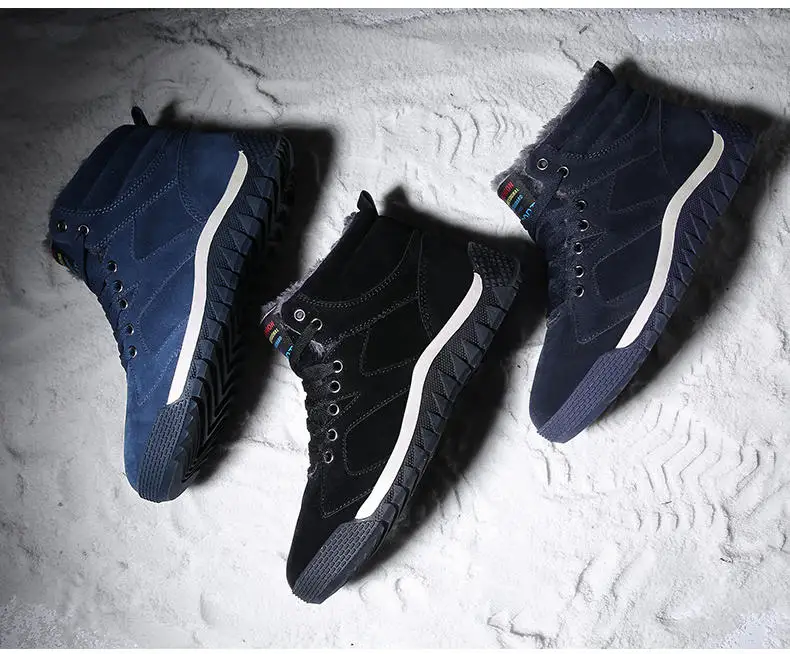 Men Shoes Winter Casual Boots for Men Fur Lace Up Warm Snow Boots Outdoor Fashion Flat Mens Shoes Big Size 47 Scarpe Uomo 43