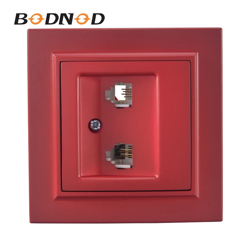 Новая телефонная розетка винного красного цвета RJ11 + евро настенная двойная блок