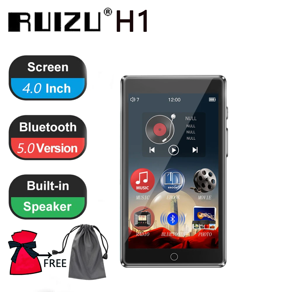 H1-MP3 Player-black CHENFEC C12 MP3 плеер с Bluetooth 4,0 Встроенный 8 Гб динамик музыкальный плеер Поддержка FM радио Запись Иврит Русский - Цвет: H1-MP3 Player-black