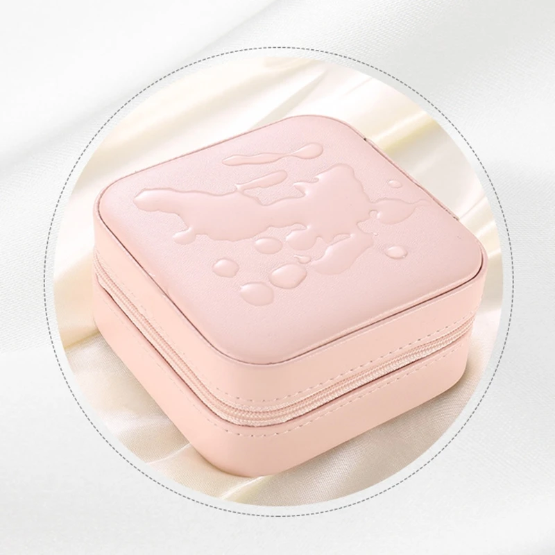 

Protable Women Leather Jewelry Box Organizer Display Jewellery Zipper Storage Y3NE