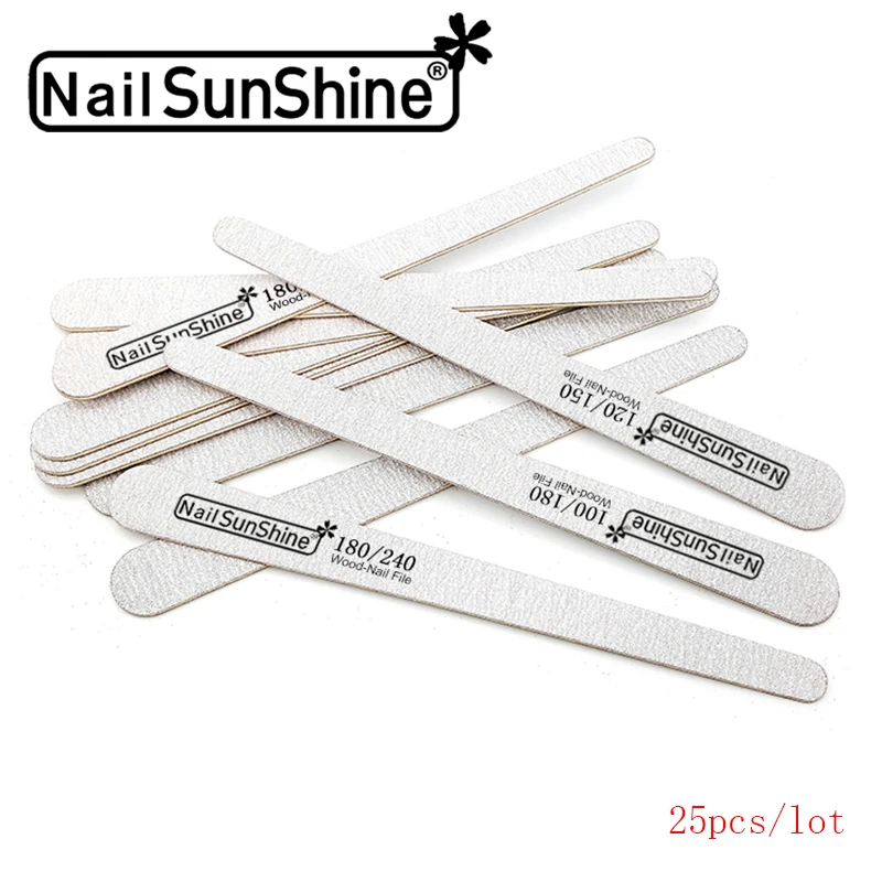 

25Pcs/Lot Professional Nails File For Manicure Wooden Double 100 120 150 180 240 Emery Grit Art Nail Polishing Accessories Tools