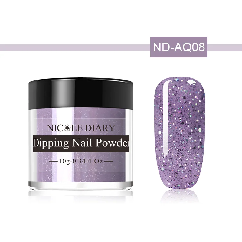 ND-AQ08 NICOLE DIARY 10 г Dip набор пудры для ногтей голографические блестки окунание порошок для ногтей сверкающий дизайн ногтей украшение без УФ лампы лечения - Цвет: ND-AQ08