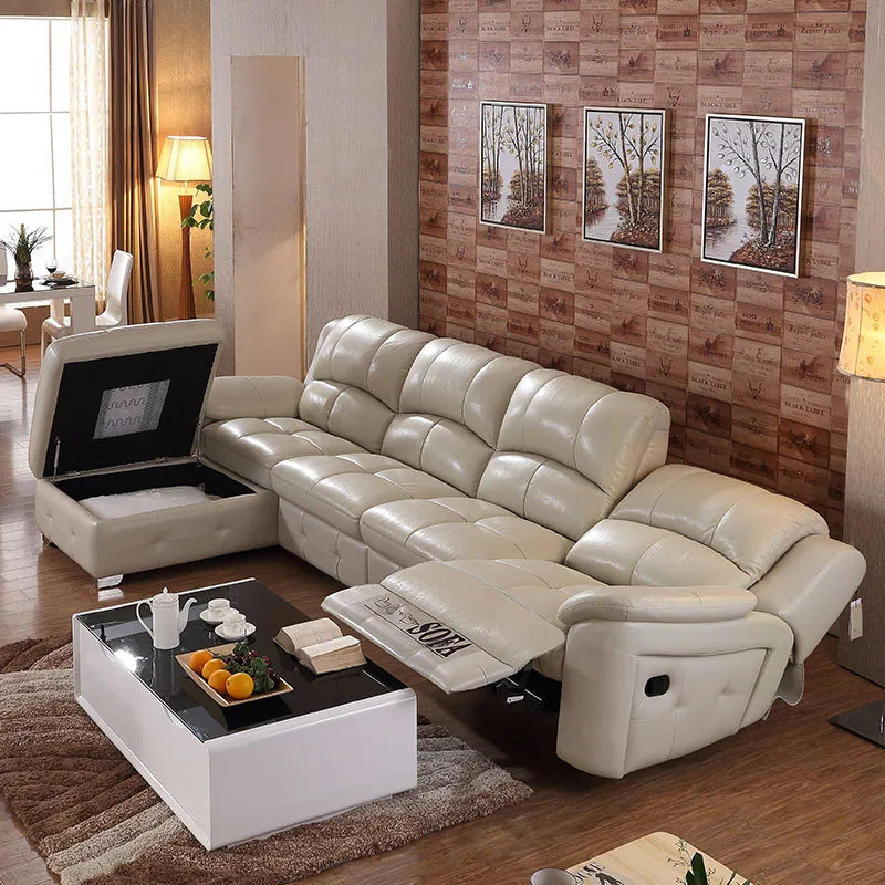 

l shape modern extend bonded leather sofa set for big living room #CE-105C