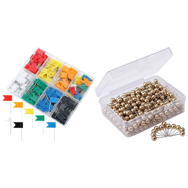 

160 шт. кнопочные булавки для карт флагов, 7 цветов в ассортименте, 400x кнопочные булавки для карт