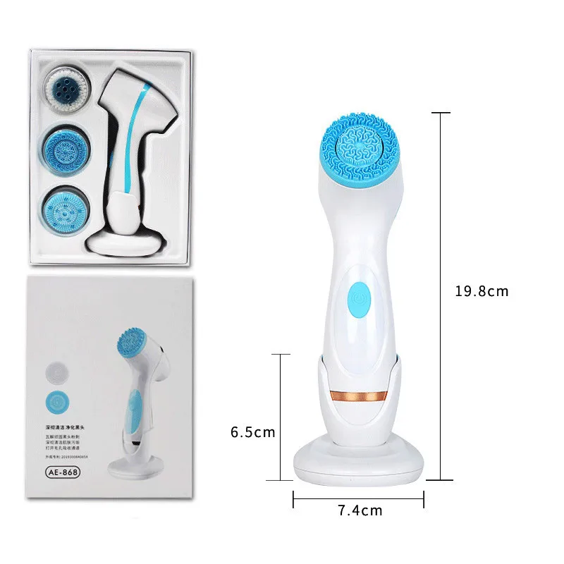 3 головки ультразвуковая Чистка лица очищающая щетка для чистки пор очиститель USB