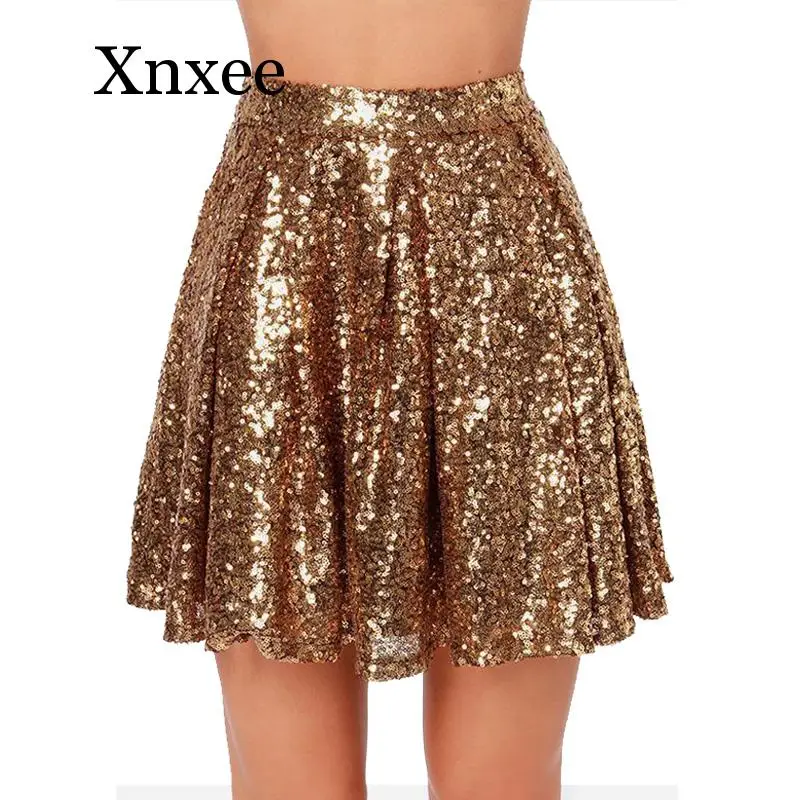 Fashion Sexy Gold Sequin Skirt 2020 Spring Summer Women Ladies Short Mini Pleated Glitter Skirt dangcing skirts gold Cheerlead