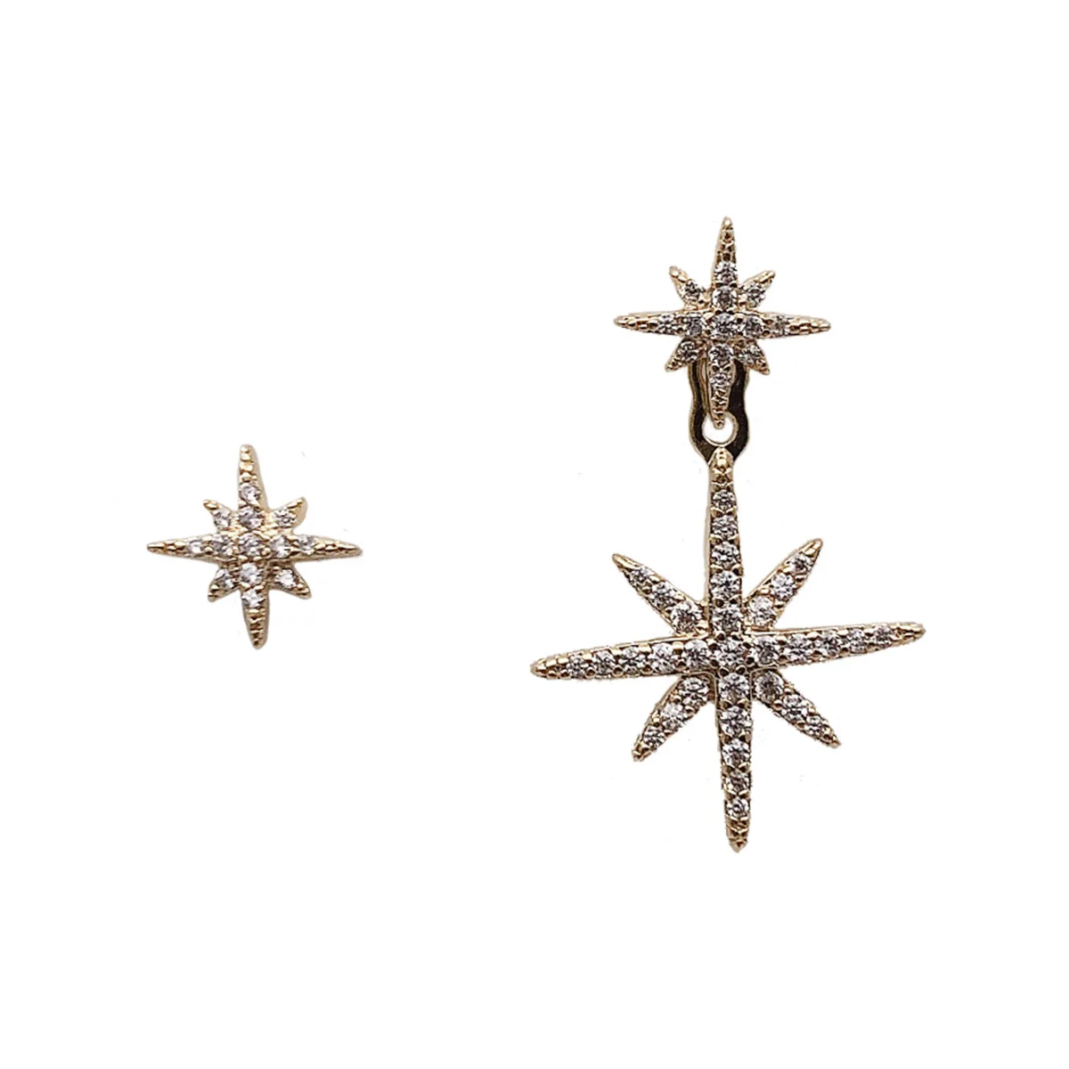 

Zeojrlly Metal Women Trendy Stud Earrings Korean Simple Star Asymmetric Elegant Fashion Elegant Female Jewelry