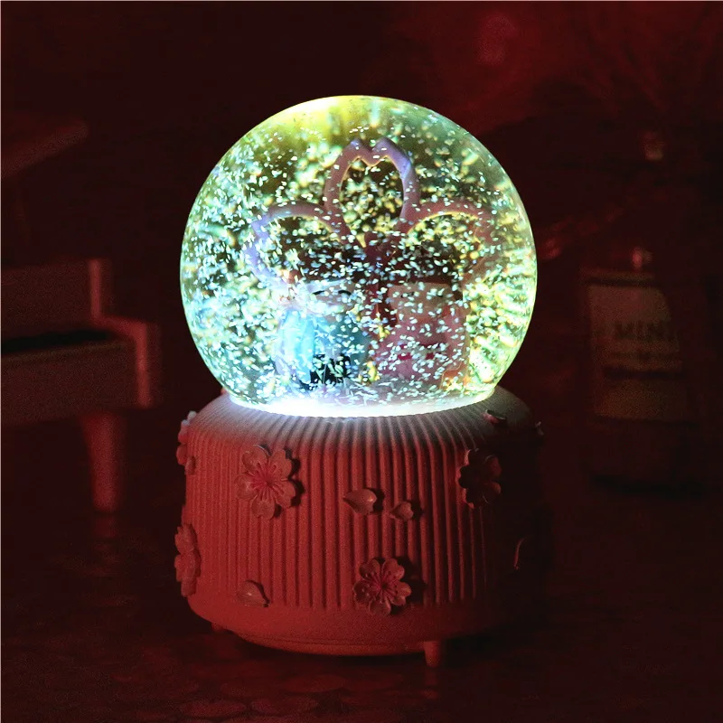10*15 8 см Снежная подсветка хрустальные круглые стеклянные музыкальные шкатулки