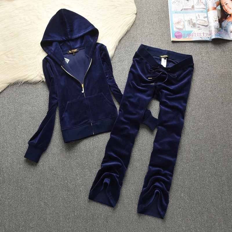

Fall Winter Velvet JuicyTracksuit Women Coutoure Sweatpants And Hoodie Set JuicyTrack Suit Couture Coture Pants Set