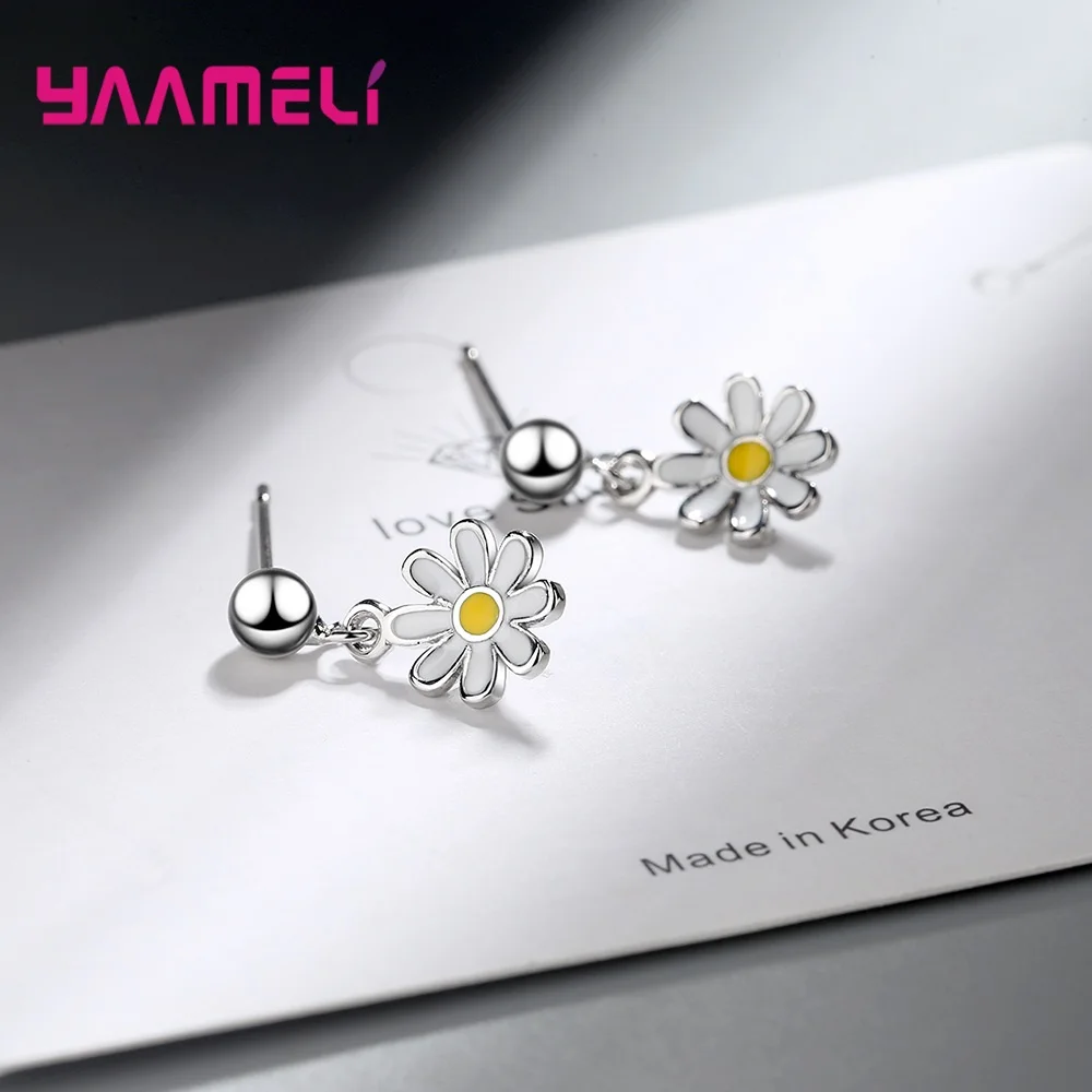 

925 стерлингового серебра милые серьги-гвоздики в виде цветка для женщин девочек-гостей на свадьбе заявление Мода 2020, модное ювелирное издел...