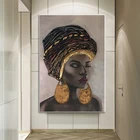 Пейзаж на холсте в национальном стиле для женщин, абстрактная Настенная картина с Африканской черной женщиной, плакат, современный декор для гостиной, роспись
