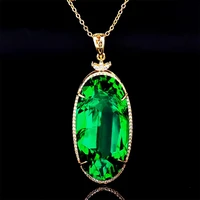 hoyon new luxury 18k gold color imitation natural emerald pendant pd990 totanzan blue color treasure necklace