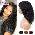 Волосы на мягком ощупь, 4*4, Омбре, парик на шнурке, Remy, человеческие волосы, парики для черных женщин, бордовый, коричневый, бразильский кудрявый парик