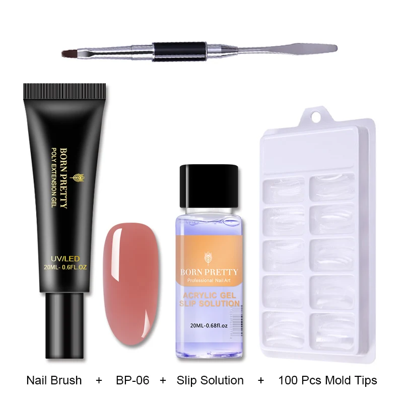 Set 16 BORN PRETTY розовый Обнаженная ногтей быстрое строительство поли гель 20 мл желе Builder палец УФ-гель продолжительного действия лак - Цвет: Set 16