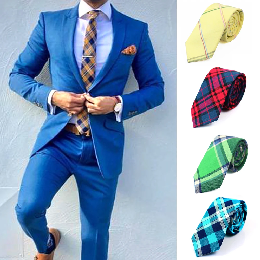 

Brand Ties for Men 100% Cotton Mens Necktie Causal Narrow Plaid Tie For Man Bussines Corbatas Bridegroom Party Slim Neckties