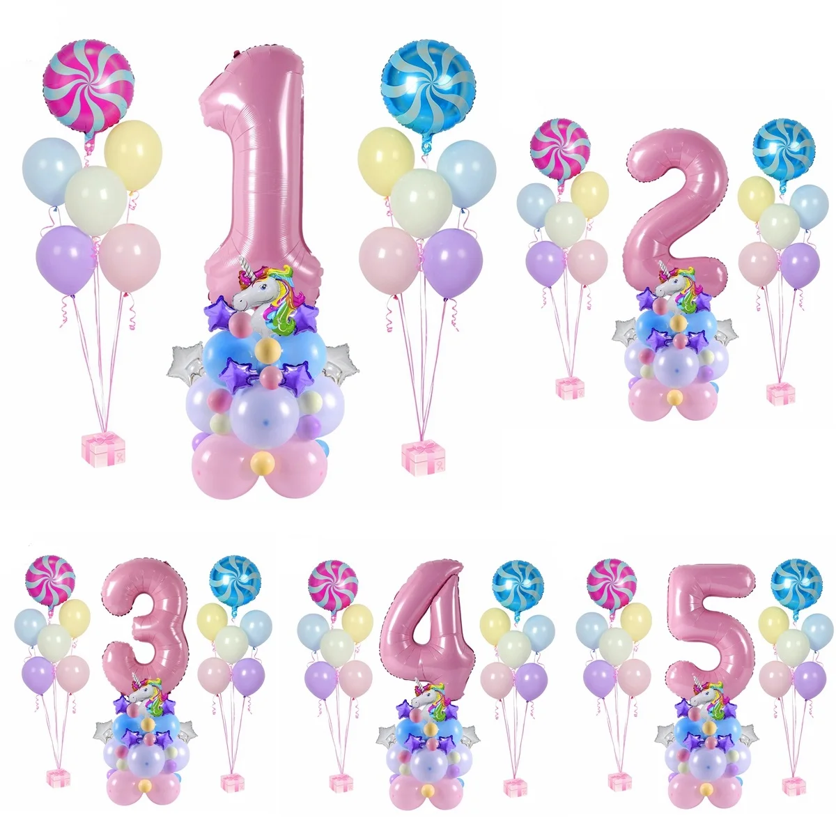 

Розовые праздничные шарики с единорогом, фольга, шар для первого дня рождения, украшения для детей, один год, единорог, гелиевые глобусы, дет...