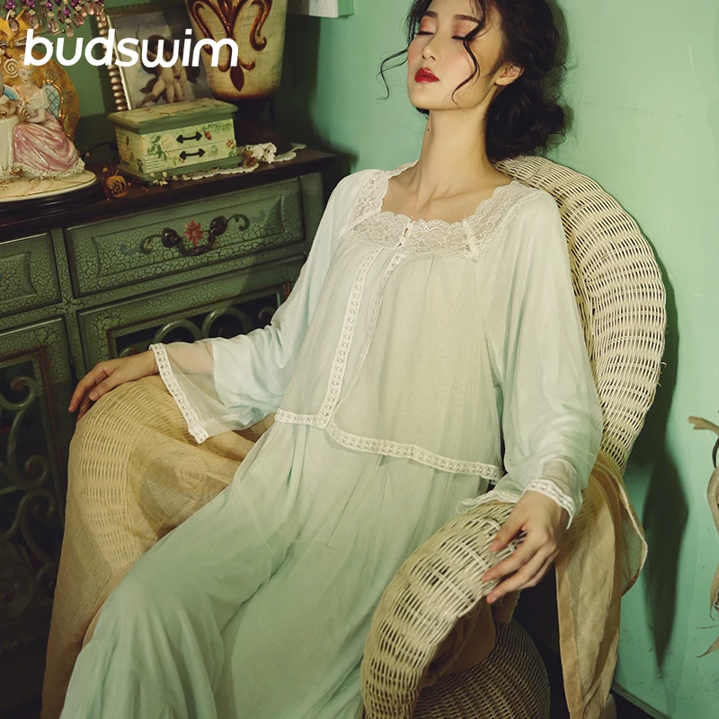 Женская одежда для сна из хлопка женская винтажная кружевная сексуальная ночная