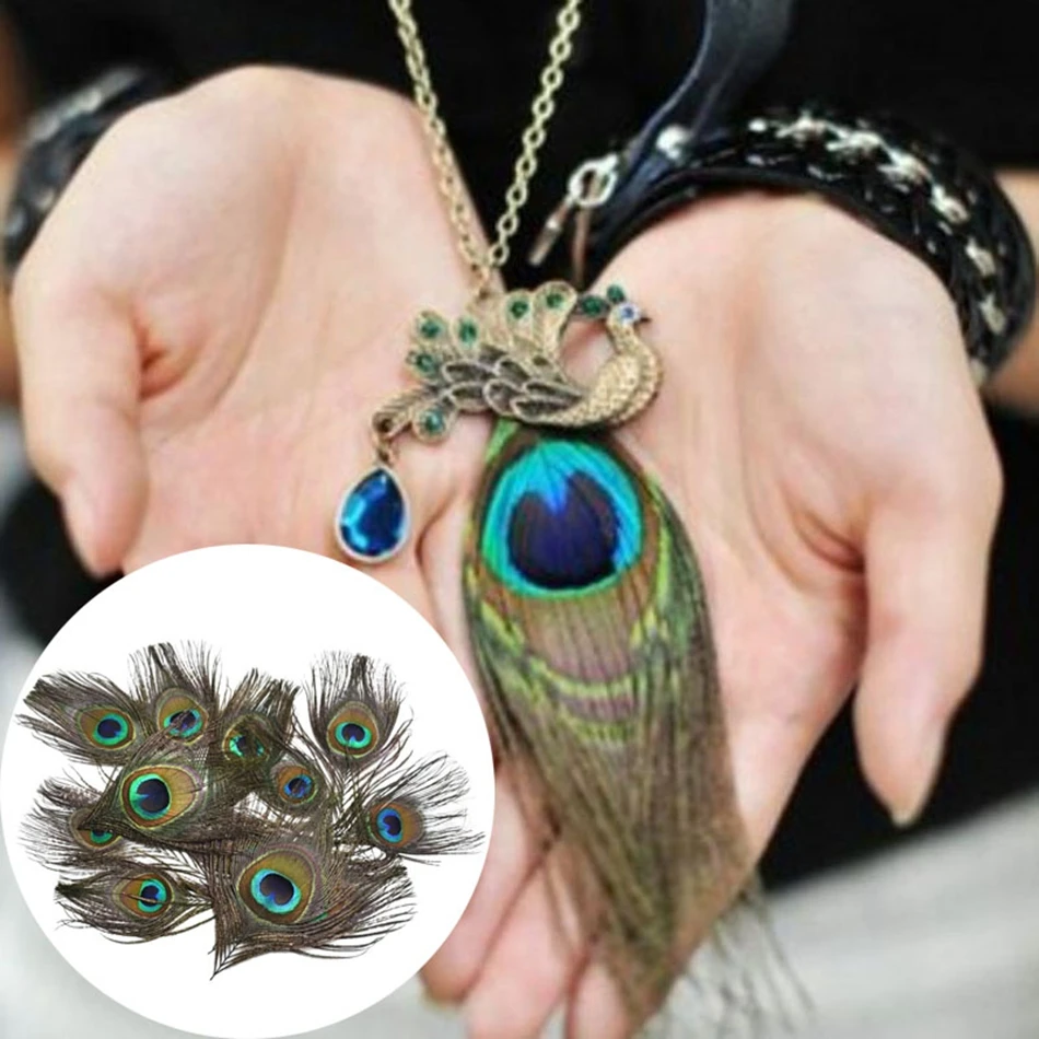 30 шт./лот перышки из натурального Павлиньего глаза для поделок своими руками