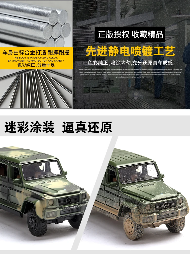 1:32 литье под давлением колеса Mercedes Maybach G650 модель игрушечной машины металлический автомобиль высокого моделирования Звук Свет оттяните назад автомобиль коллекция детей