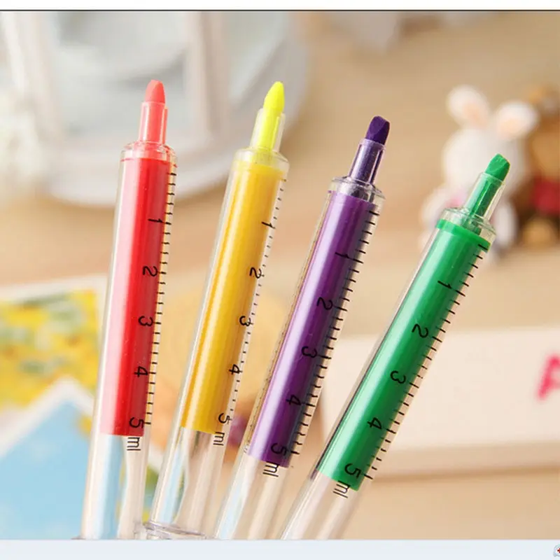 

2PCs Creative Cute Syringe Highlighter Marker Pen Classic Multicolor Marker Pens For Children Student Stationery Office Supplies