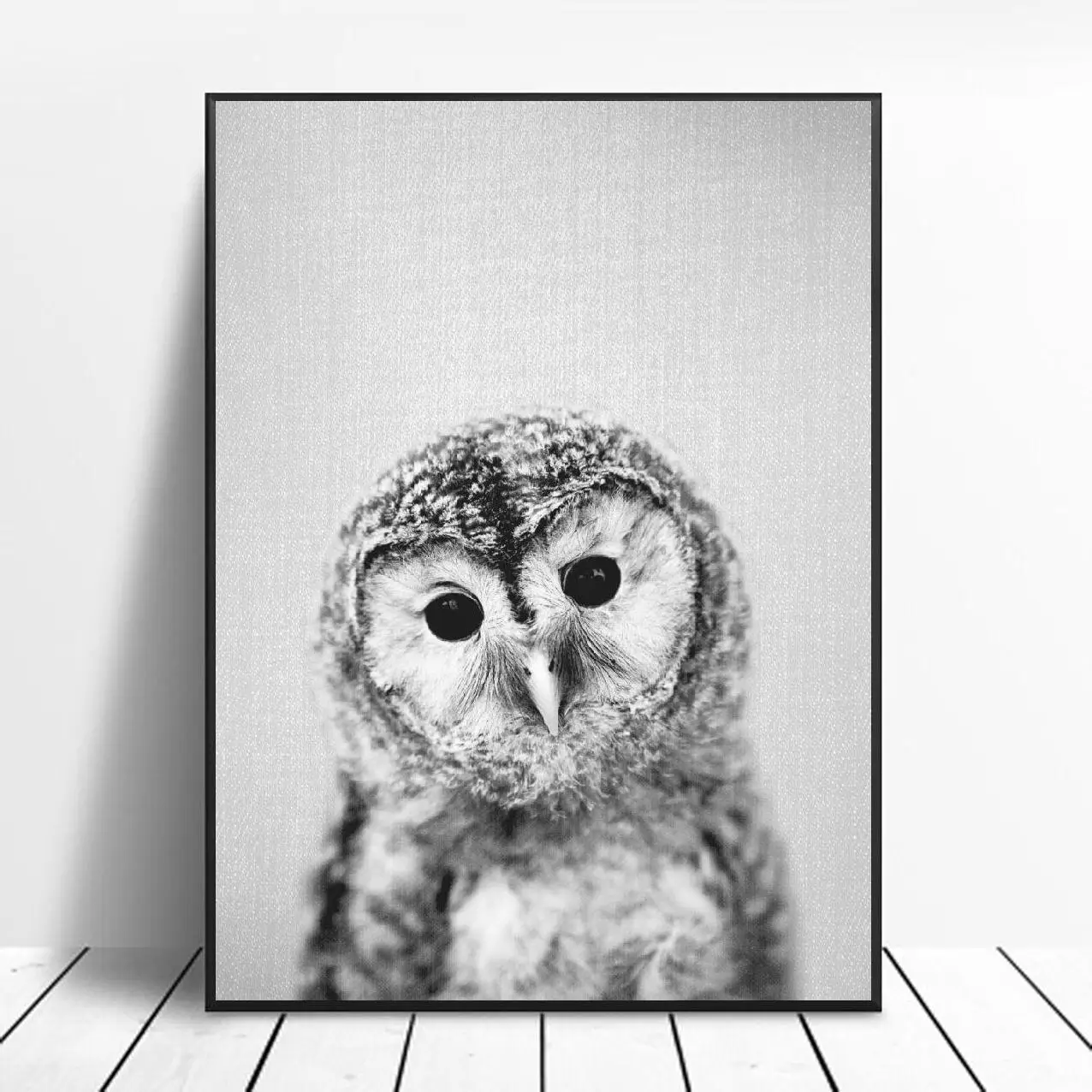 Черно белая Картина на холсте с совой художественный печатный плакат картина