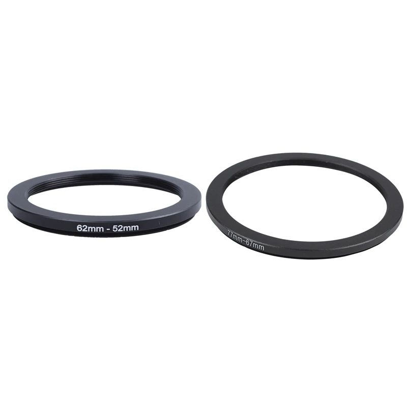 

62Mm-52Mm 62Mm To 52Mm Black Step Down Ring Adapter & 77Mm-67Mm 77Mm To 67Mm Step Down Ring Adapter Black