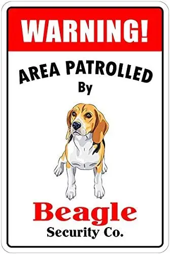 

Warning Area Patrolled by Beagle 8"X12" Novelty Dog Sign Vinyl Retro Sticker Sign