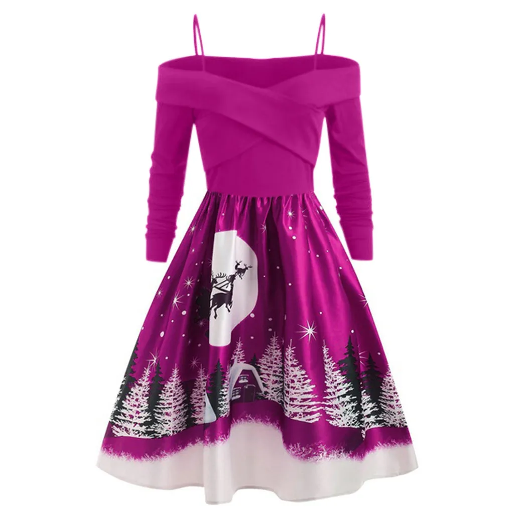 Рождественское платье с принтом для девочек Для женщин Повседневное свободные
