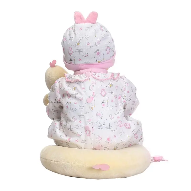 

16inch Silicon Lifelike Doll White Onesies Hat Yellow Chick Pillow Headband Early Childhood Kids Baby Toys