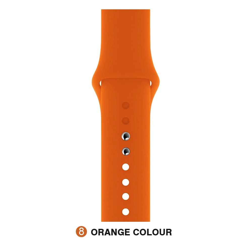 Orange Мягкий силиконовый сменный спортивный ремешок для Apple Watch версии 4, 3, 2, 1, 42 мм, 38 мм, браслет на запястье, ремешок для iWatch 4, 40 мм, 44 мм, спортивный - Цвет ремешка: Orange