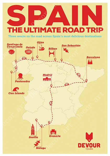 Испания Мадрид Сан себапятно путешествия холст живопись Винтаж стены крафт