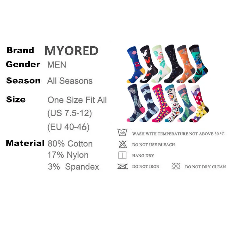 MYORED, 12 пар/лот, Мужские дышащие Повседневные носки в деловом стиле, вечерние носки для праздника, праздника, свадьбы, подарок на Рождество, Праздничные Носки