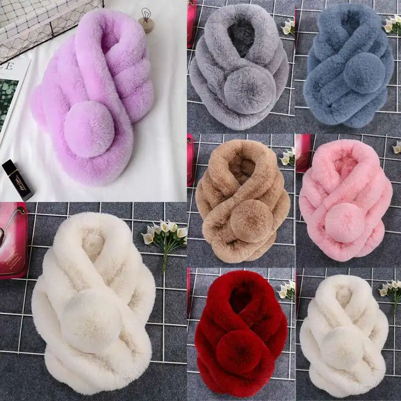 

Winter Women Thicken Faux Fur Scarf Neck Warmer Fluffy Wrap Collar Stole Shawl