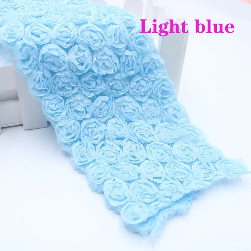 Light blue 1 м/лот 6 ряд шифоновая Роза цветочная кружевная отделка шифоновая кружевная ткань ленты DIY ручной работы аксессуары для волос материал Костюмы Декор - Цвет: Light blue