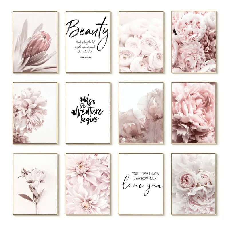 

Romantic Flower Posters and Prints Home Decoration Painting Rose Peony Elegant Living Room Wall Canvas Art for Bedroom Decor