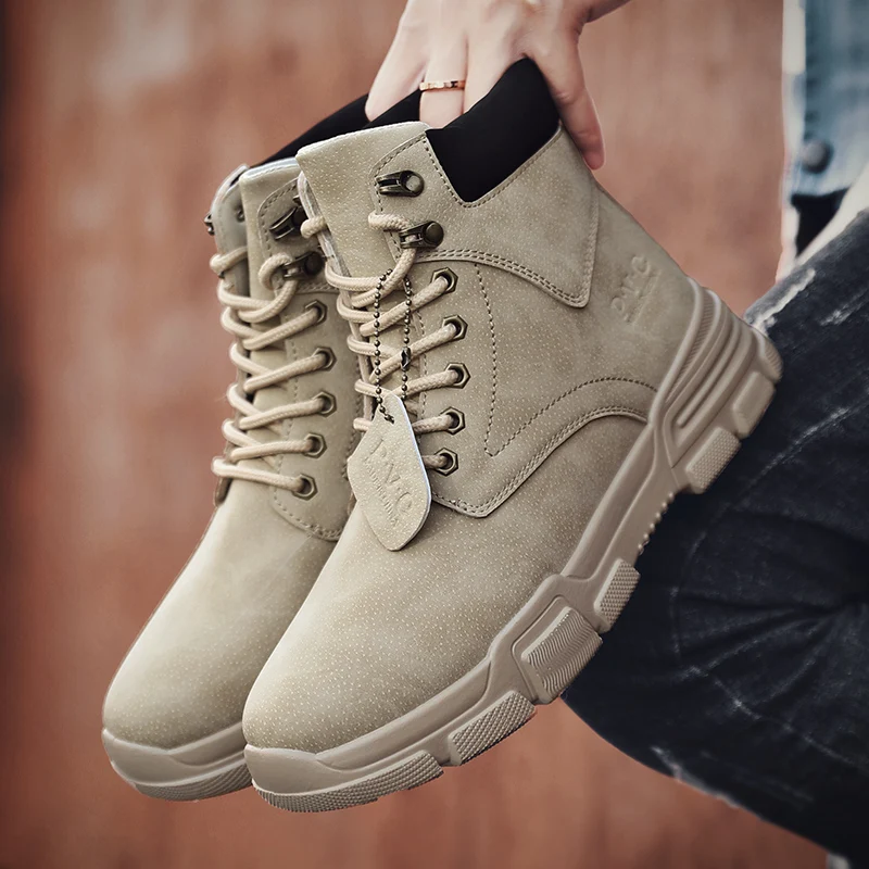 

Winter Warming Fur Ankle Boots for Men Mlitary Pig Suede Leather Men's Casual Boots Shoes Outdoor Thick Sole Work Men's Shoes