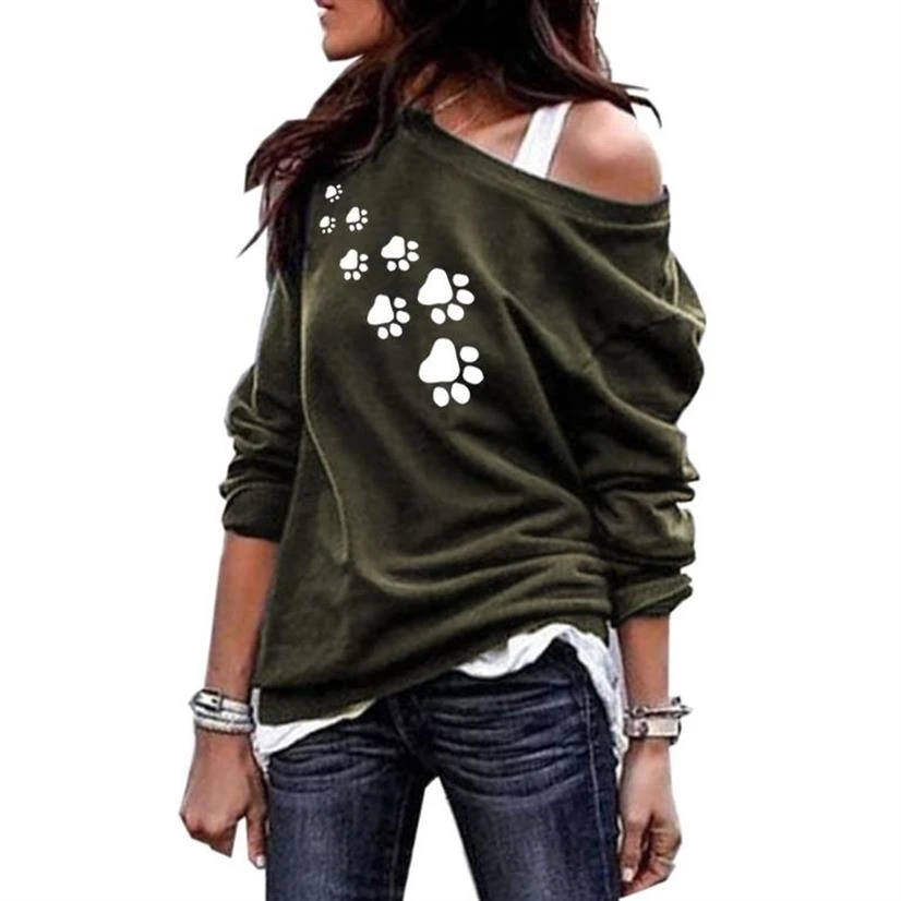 Женская Повседневная хлопковая толстовка с принтом в виде собачьей лапы | одежда