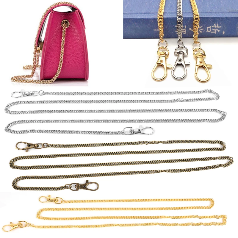120cm Handbag Metal Chains Shoulder Bag Strap DIY Purse Chain Gold Silver Bronze Black Handles Bag Accessories Chain