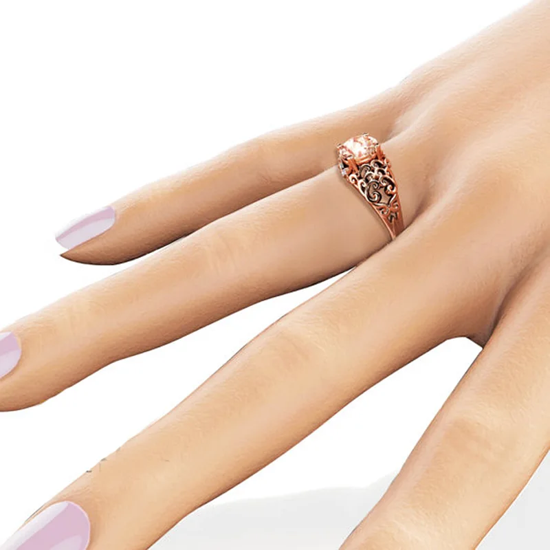 

14K Rose Gold Microinlaid Diamond Ring Ladies Ring with Box White Topaz Gemstone Anillos Bizuteria Sparkling Cirle Dainty Rings