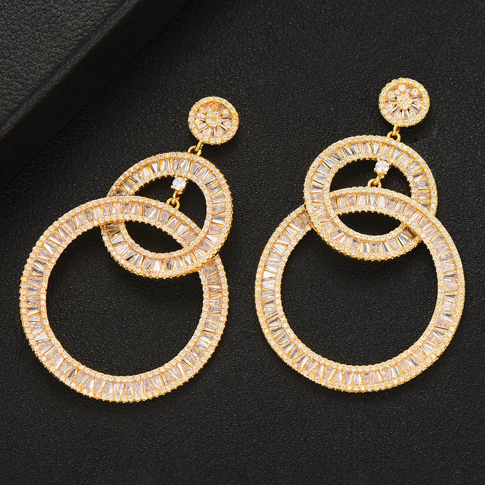 GODKI 2PCS Charms Women Wedding Necklace Earring Sets Jewelry Sets For Women Wedding Brides Full Cubic Zirconia Inlaid Jewelry